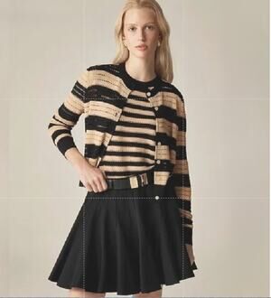 J.Crew Chino Godet Mini Skirt Womens 6 Black Pleated Lined Stretch Zip Flouncy